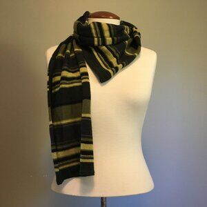 Kasper ASL Green Tan Striped Wool Blend Scarf Academic Vintage